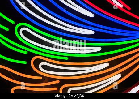 Colorful fluorescent light neon on black background Stock Photo