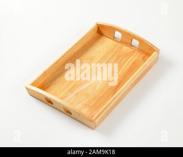 Empty rectangle wooden serving tray Stock Photo