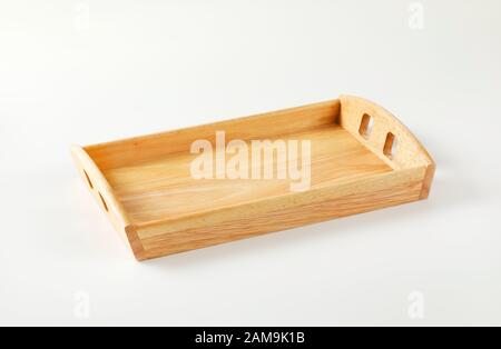 Empty rectangle wooden serving tray Stock Photo