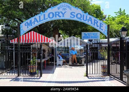 entrance to mallory square key west at the southern end of the florida keys Stock Photo
