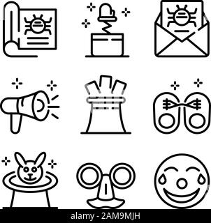 Hoax icons set, outline style Stock Vector