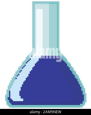 Flask with blue liquid inside illustration Stock Vector
