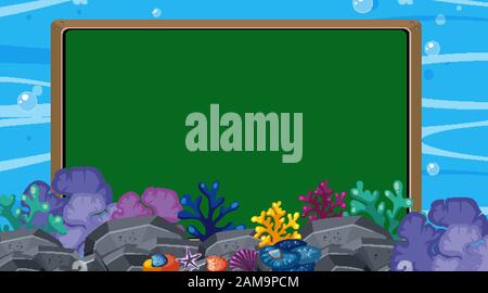 Border template with underwater scene in background illustration Stock ...
