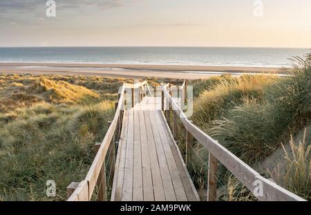 Ynyslas sandunes in Ceredigion Mid wales. this Bio sphere is a Welsh holiday hotpsot, stunning wildlife, nature and sunsets. Stock Photo