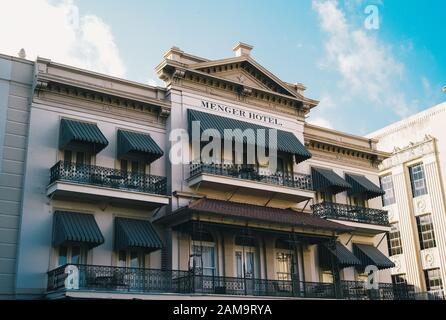 San Antonio, Texas, USA - July 15 2009: The Menger Hotel, a Famous Historical Hotel in Downtown San Antonia, TX, United States. Stock Photo