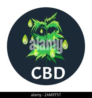 Marijuana icons cbd. Cannabinoid logo. Marijuana leaf oil. Hemp oil. Vector illustration on isolated background. Stock Vector