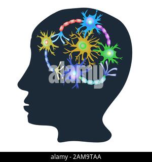 Synapses of neurons. Neural communications background. Neuron communication synapses in the brain. Vector illustration on isolated background. Stock Vector
