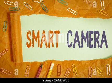 Text sign showing Smart Camera. Business photo showcasing individual image processing systems designed to automate Stock Photo