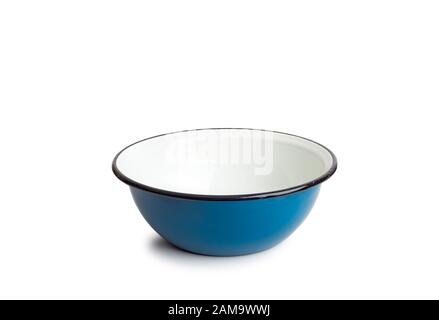 Old enamel dishe, or bowl, isolated on white background Stock Photo