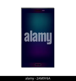 Mobile phone isolated on white background. Realistic touchscreen cell phone tablet smartphone display with blank dark screen front view. Stock vector Stock Vector