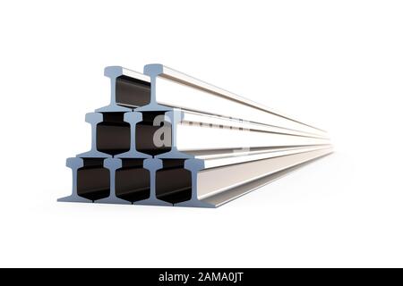 3d illustration of steel girders isolated on white background Stock Photo