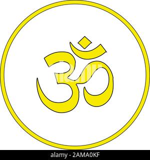 Buddhist symbol Ohm vector illustration on white background. Om. Stock Vector