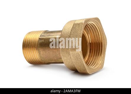 Brass fitting isolated on white background Stock Photo