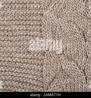 knitted warm background, element of a sweater or scarf. the texture of knitting and yarn is clearly visible Stock Photo