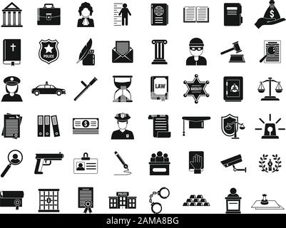 Justice icons set. Simple set of justice vector icons for web design on white background Stock Vector