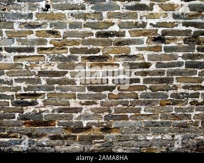 Dirty old random dark color brick wall texture background .Artificial Brick Wall Random Color . Traditional wall background .Ancient architecture .lof Stock Photo