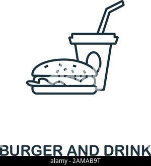 Burger And Drink icon from fastfood collection. Simple line element Burger And Drink symbol for templates, web design and infographics. Stock Vector
