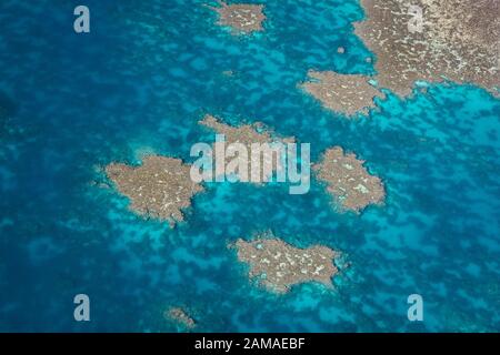Aerial shot of the famous Great Barrier Reef. Stock Photo