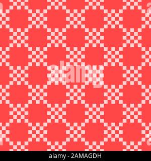 Red Checkered seamless pattern. Pied chess surface texture print design. Vector stock illustration background Stock Vector