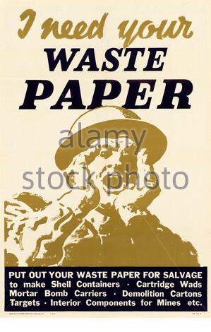 British, WW2, Recycling poster: Waste Paper and Cardboard Must Not be ...