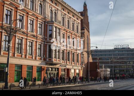 Renovated building and Parish Church of Corpus Christi the Old Town of Wroclaw in Silesia region of Poland Stock Photo