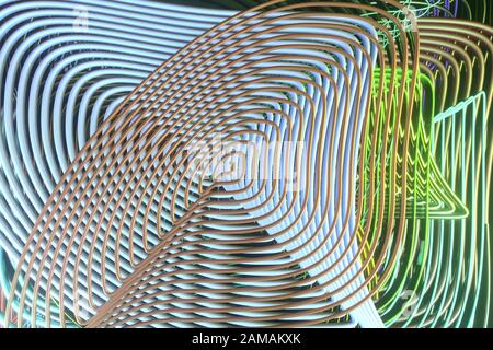 Twirl circle lines, illustrations, for graphic design, wallpapers, booklets. 3D render. Stock Photo