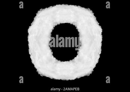 Letter O font shape element made of clouds on black background ready for mask or blending modes Stock Photo