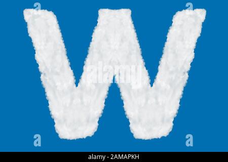 Letter W font shape element made of clouds on blue background over sky Stock Photo