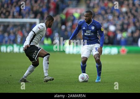 Cardiff, UK. 12th Jan, 2020. Junior Hoilett of Cardiff City during the EFL Sky Bet Championship match between Cardiff City and Swansea City at the Cardiff City Stadium, Cardiff, Wales on 12 January 2020. Photo by Dave Peters. Editorial use only, license required for commercial use. No use in betting, games or a single club/league/player publications. Credit: UK Sports Pics Ltd/Alamy Live News Stock Photo