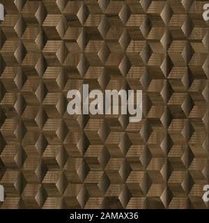 Abstract wooden cube background wall. Wooden wall of cube decoration. 3d rendering Stock Photo