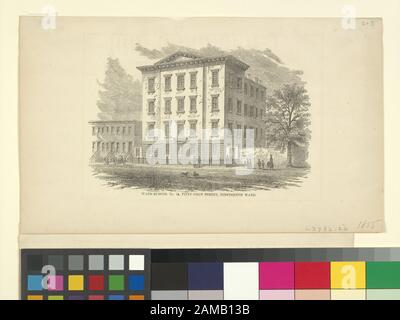 Public schools Ward School No 18, Fifty-First Street, Nineteenth Ward  Marked in pencil 1855. Citation/Reference: Eno 303 (1) Date depicted from Weitenkampf. Folder includes second copy, with  floor plan on reverse. Wood engravings by W. Howland, some bearing W. Momberger's name as artist.; Public schools. Ward School No. 18, Fifty-First Street, Nineteenth Ward. Stock Photo