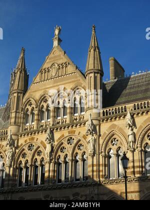 View of Northampton's Guildhall in St Giles Square, one of the historic landmark buildings in the town centre and home of the Borough Council Stock Photo
