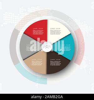 Business template infographics.The circle is divided into six parts. Stock Vector