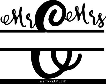 Mr and Mrs monogram split letter initial vector isolated Stock Vector
