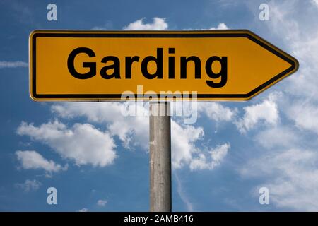Detail photo of a signpost with the inscription Garding, Schleswig-Holstein, Germany, Europe Stock Photo