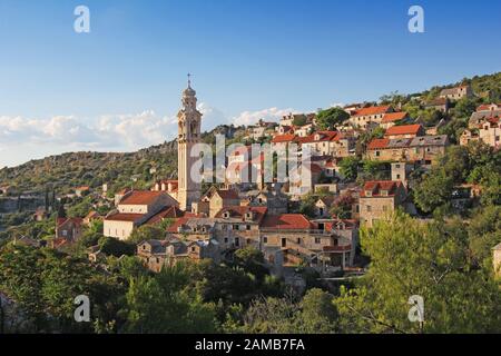 Historic stone village of Lozisca on Brac island, Dalmatia, Croatia Stock Photo