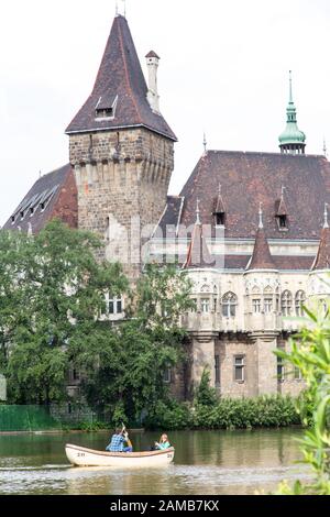 Vajdahunyad castle in Varosliget park Budapest Hungary Stock Photo