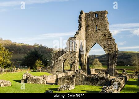 Talley Abbey in the Cothi Valley Carmarthenshire on a sunny January day, south west Wales. Remotely situated the abbey now lies in ruins. Stock Photo