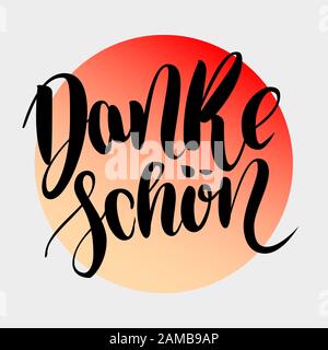 Danke schoen. Thank you in german. hand drawn brush lettering on