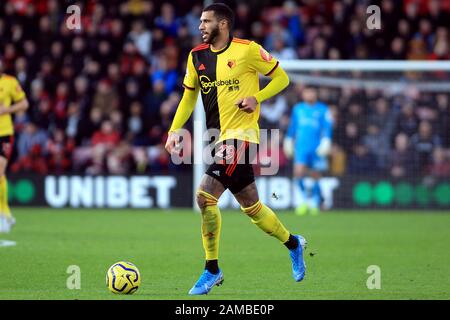Bournemouth, UK. 12th Jan, 2020. Etienne Capoue of Watford in action. Premier League match, AFC Bournemouth v Watford at the Vitality Stadium in Bournemouth, Dorset on Sunday 12th January 2020. this image may only be used for Editorial purposes. Editorial use only, license required for commercial use. No use in betting, games or a single club/league/player publications. pic by Steffan Bowen/ Credit: Andrew Orchard sports photography/Alamy Live News