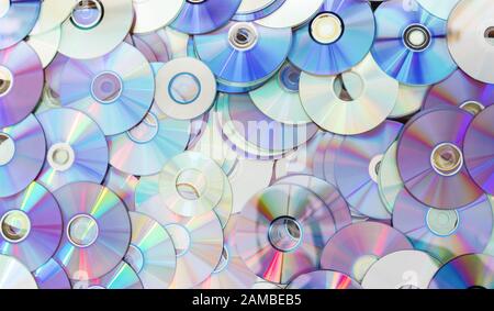 Old technology, waste compact disc collection decoration for pattern. cd background concept Stock Photo