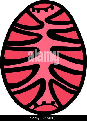 Easter hand drawn decorative ornate egg isolated on white background. Doodle cute vector element. Colored cartoon egg sign. Design cards, easter stick Stock Vector