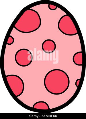 Easter hand drawn decorative ornate egg isolated on white background. Doodle cute vector element. Colored cartoon egg sign. Design cards, easter stick Stock Vector