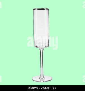 Empty wing glass on green background single with clipping path Stock Photo