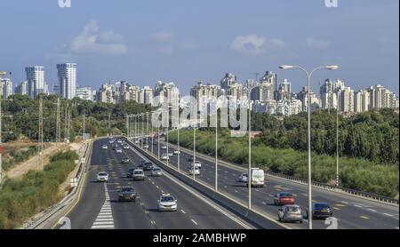 Autobahn A2 bei Netanja, Israel Stock Photo