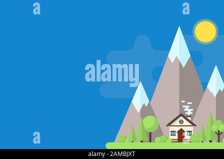 Illustrations of the night resort city. City landscapes in flat design. Stock Vector