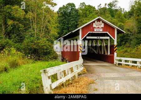 Glessner Covered Bridge, Covered Bridge Road, Stonycreek Township, PA Stock Photo