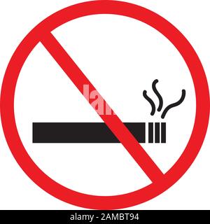 No Smoking Area Sign in cartoon acting for logo. No smoking, prohibiting sign, isolated icon, cigarette crossed out, in red circle Stock Vector