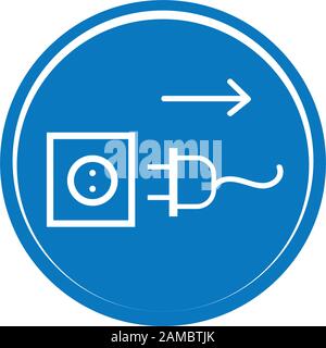 Disconnect mains plug from electrical outlet sign. Plug socket icon Stock Vector