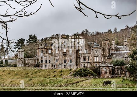 The building and interior of Sir Walter Scott Castle in Abbotsford, UK Stock Photo